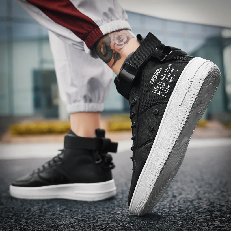 JINBEILEE 2018 جديد الرجال الرياضة في الهواء الطلق حذاء كاجوال الرجال قماش الهيب هوب سلاح الجو واحد أحذية عالية للمساعدة أحذية تزلج