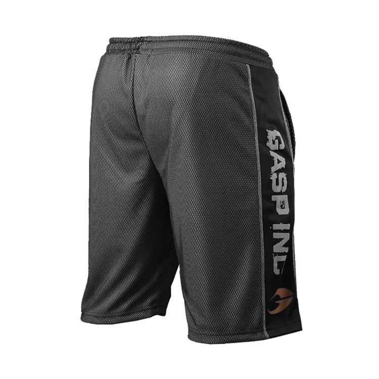 BINHIIRO Summer Men Casual Shorts Cotton Polyester Breathable Drawstring Straight Knee Length Letter Patchwork Men Sports Shorts