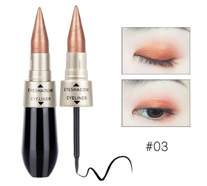 

1 Pcs Double-end 2-in-1 Eyeshadow Pearly Glimmer Waterproof Black Eye Liner Pen Quick Dry Women Eye Beauty Cosmetic Eyeshadow
