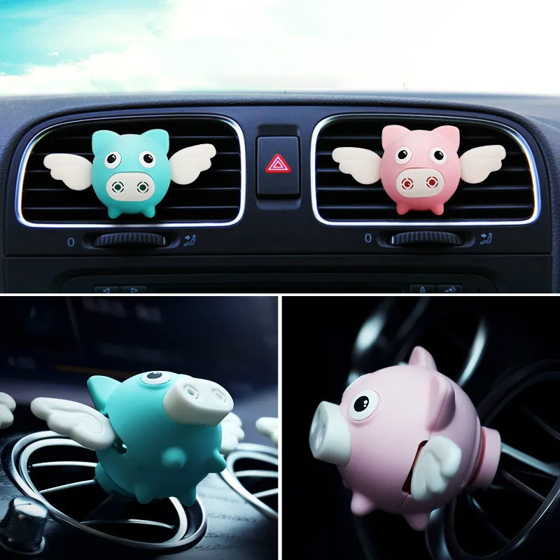 

Car Aromatherapy Creative Mini Flying Pig Air Freshener Auto Air Outlet Perfume Carrier Decorative Ornaments Accessories Gift