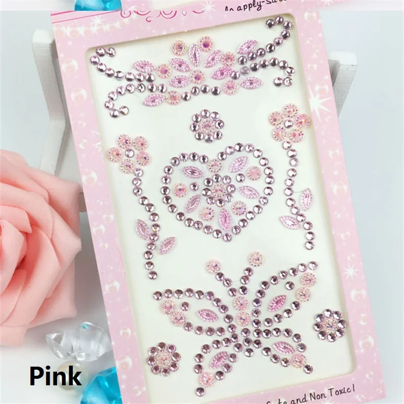 Стразы с цветочным мотивом, Кристальные наклейки с бабочкой, самоклеющиеся наклейки, стильные аксессуары, художественный чехол для телефона, украшение для ногтей - Цвет: Pink