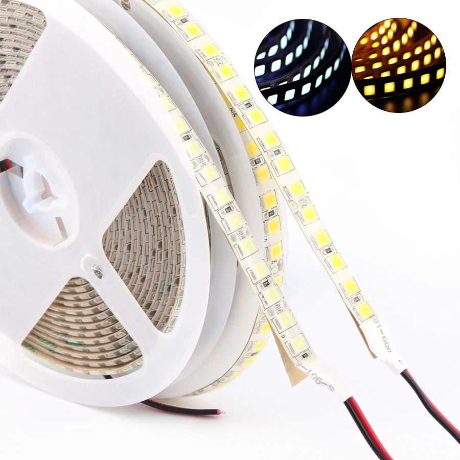 

DC12V 12 24 V SMD 5054 LED Strip light 5M 120leds/m Flexible Tape ledstrip diode waterproof brighter than 5050 white/Warm white