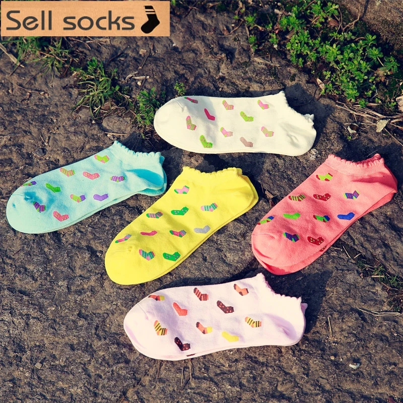 

brand new summer women Carton Sock Pattren Casual ankle cotton socks boat sock slippers harajuku EUR35-40