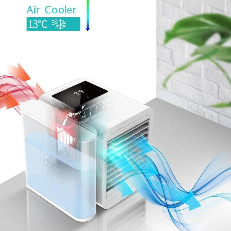 

New Air Cooler 1000ml Water Tank Portable Air Conditioner LCD Display Summer Humidifier USB Desktop Mini Cooling Fan Ventilator