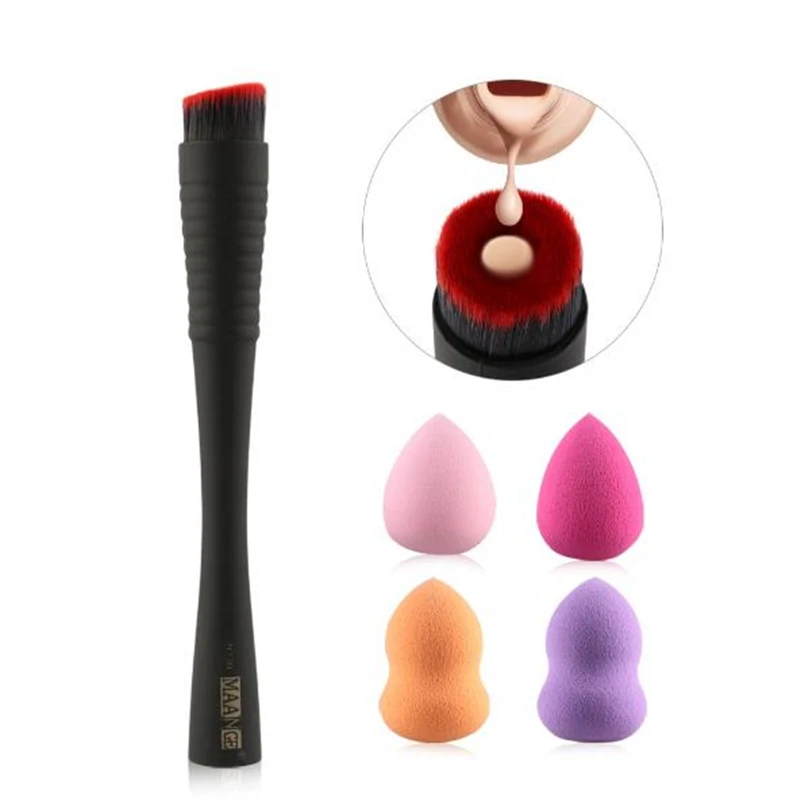 1 Pcs الأساس فرشاة للمكياج + 4 pcs إسفنج مسحوق تجميل الطاقة التجميل الضروري مزج المكياج فرشاة الجمال ماكياج أدوات