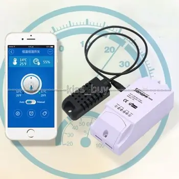 

16A Home Phone Sonoff TH Temperature Humidity Monitor WiFi Wireless Smart Switch timer controller APP + Temperature