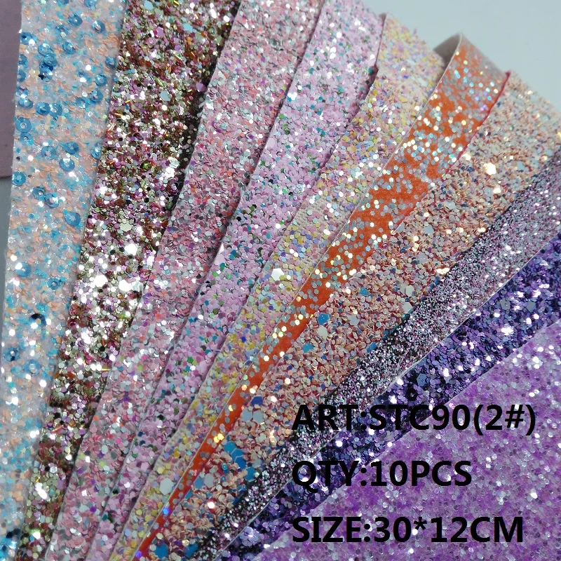 Прозрачный запас 1 комплект(10 шт.) 30X12 см Alisa Glitter Cuero Sintetico блестящая кожа для DIY аксессуары для волос ремесло STC90
