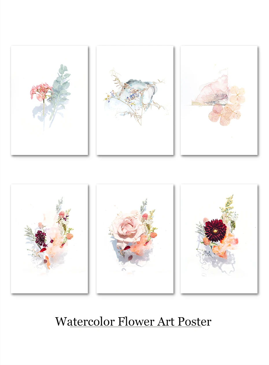 Gorgeous Blossom Drawing Wall Art Modern Realistic Painting Watercolor Prints Nordic Vintage Poster Living Room Decoration Mural (1)