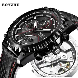 Мужские автоматические мужские механические часы спортивные Роскошные водонепроницаемые светящиеся часы из нержавеющей стали BOYZHE Relogio