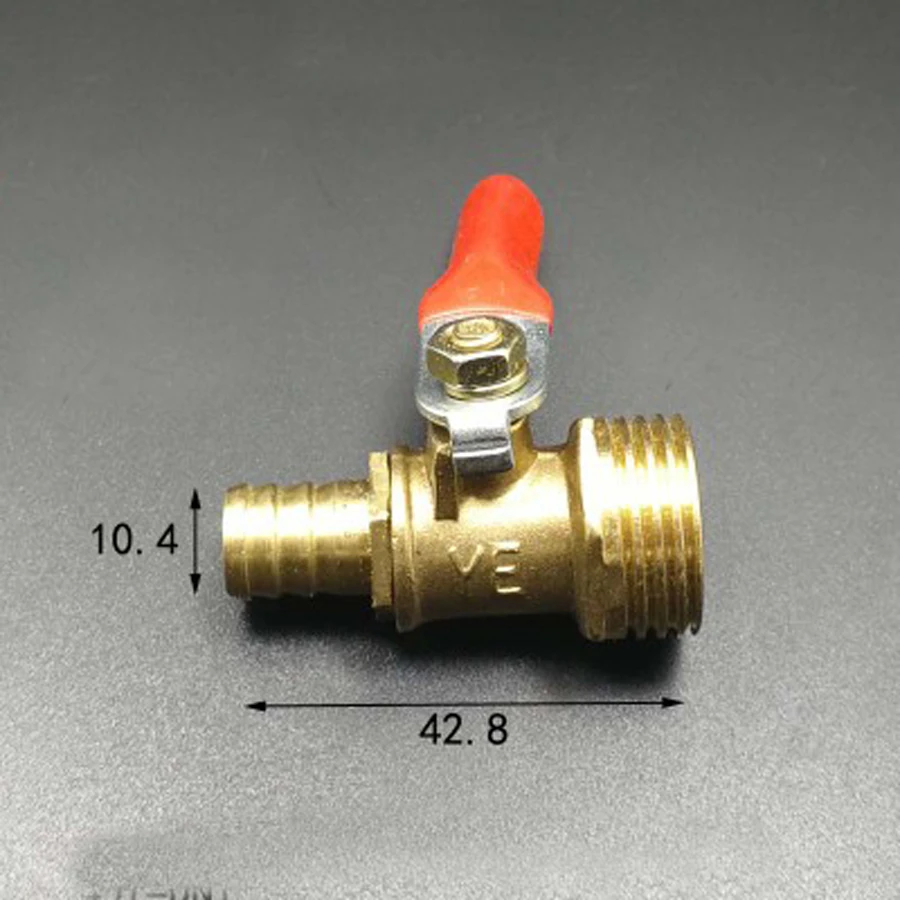 DN15 1/2" BSP Male x 10mm Hose Barb Tail Brass Ball Valve Water Gas 57