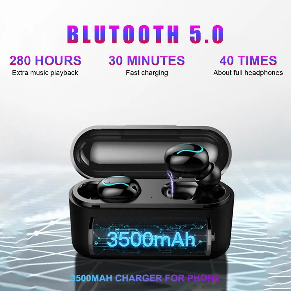 

Q32 TWS Wireless Earphones Bluetooth Earphone 5.0 Wireless Earbuds 8D Stereo Headset With Charging Box 3500 MAh Power Bank