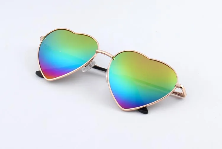 Kehu Новая мода сердце форме многокрасочный очки солнцезащитные женские металлические Светоотражающие Модные солнцезащитные очки Мужчины зеркало новые k9073 - Цвет линз: 4