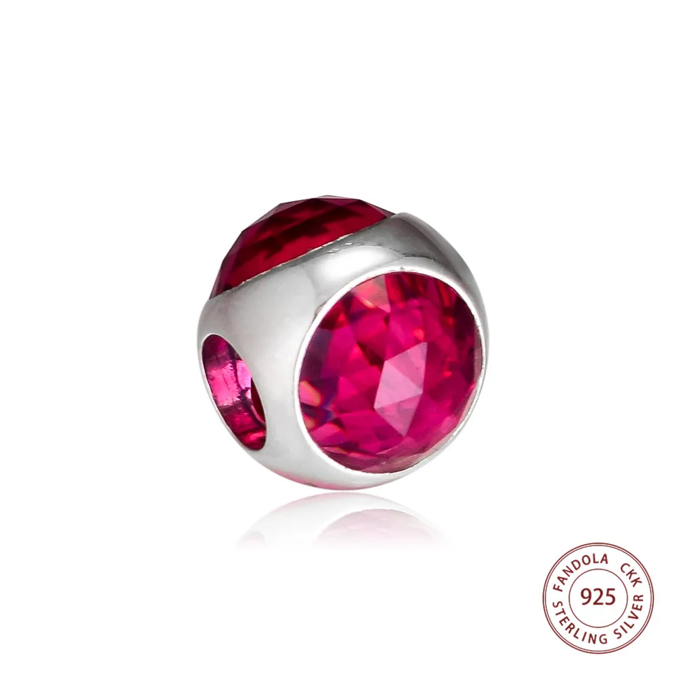 Fit Pandora Подвески Браслеты стерлингового серебра 925 Сияющие капли Cerise кристаллические очаровательные бусины для изготовления ювелирных изделий Berloque