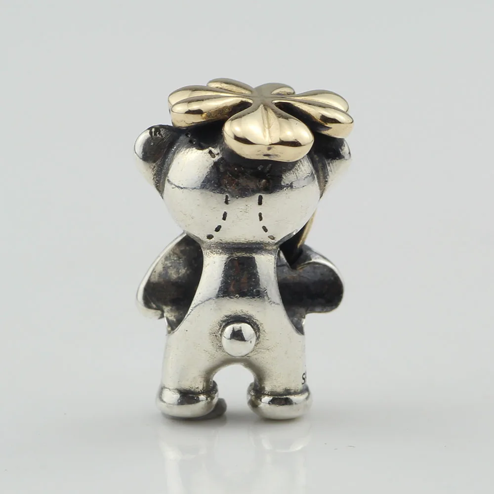 925 стерлингового серебра и бронзы счастливый клевер медведь бусина-Шарм для тролля и ПАН браслет ювелирные изделия