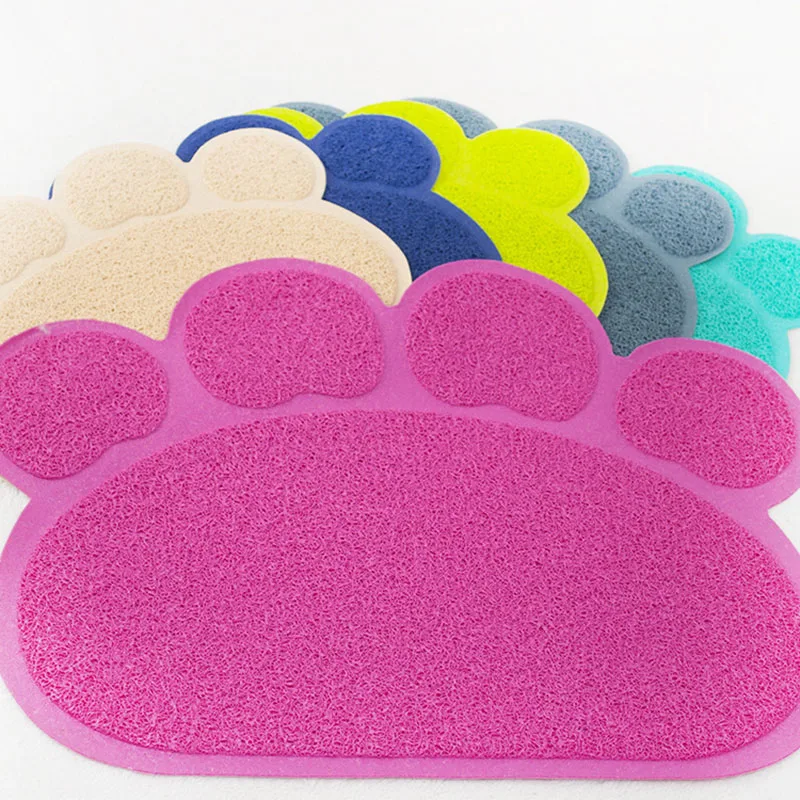 

Paw Print Cat Litter Mat Car Interior Accessories 45*58cm Puppy Kitty Dish Feeding Bowl Placemat Tray Pad Cama PVC 6 Colors