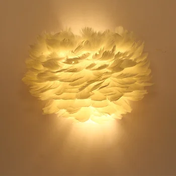 

Nordic Feather LED Wall Lamps With E14 Base Bedroom Bedside Creative Wall Light Hotel Restuarant Corridor Wall Light lw514203py