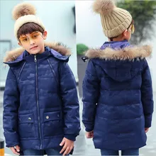 2017 Children’s Winter Jackets Fashion Print Down Dock Long Thick Jacket Boy Children’s Clothing Army Gren Black Blue