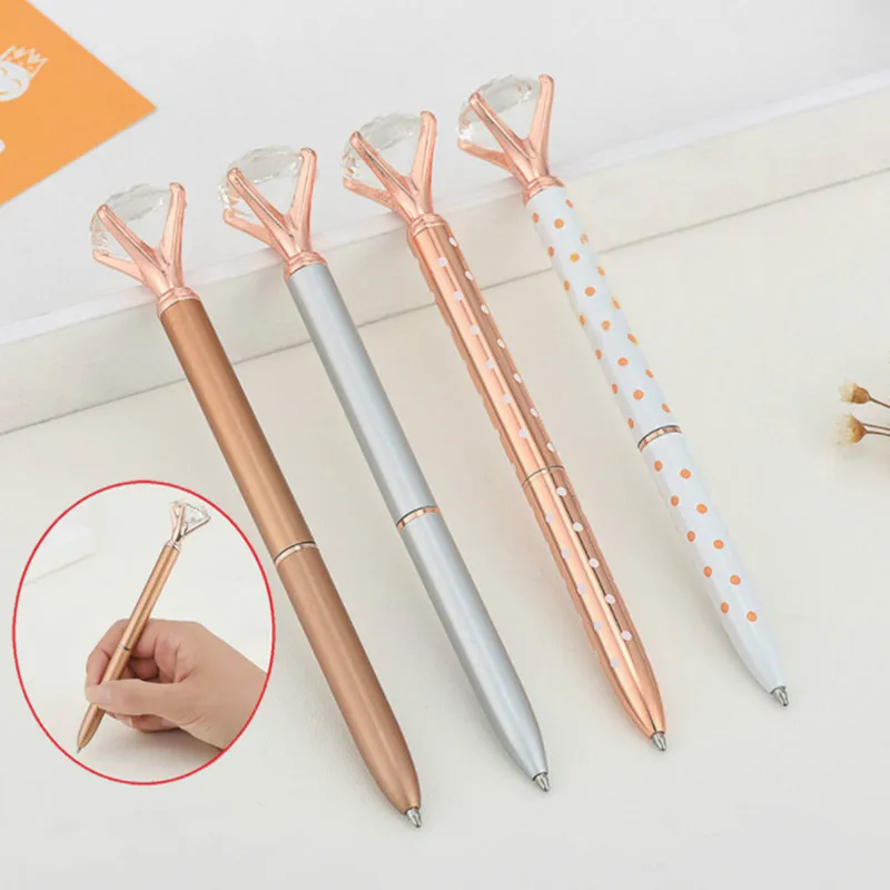 

Big Gem Ballpoint Pen Luxury Crystal Rose Gold Diamond Ballpoint Pens for School Writing tools Stationery Office Supplies