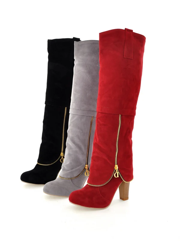 Модная обувь для отдыха, обувь Винтаж женские замшевые зимние женские сапоги до колена обувь на квадратном каблуке на высоком каблуке m557