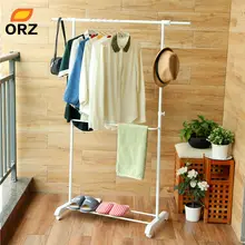 ORZ Drying Laundry Hanger Adjustable Double Rods Garment font b Rack b font Rolling Hanging Clothes