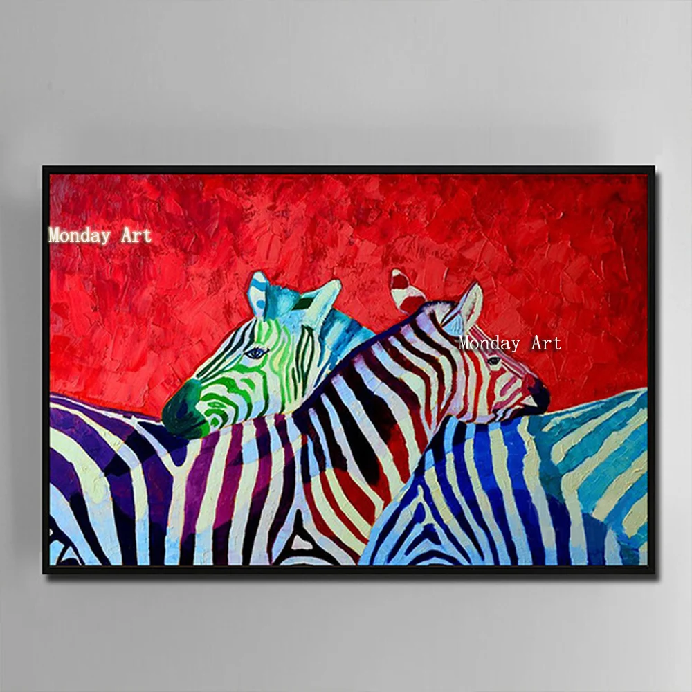 

High quality Hand Painted Animal Oil Painting On Canvas zebra picture WALL ART Home Decoration For Living Room kid's room hotal