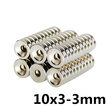 

5pcs 10X3 mm Hole: 3mm N35 Super Strong Round Neodymium Magnet Countersunk Ring Rare Earth Magnets
