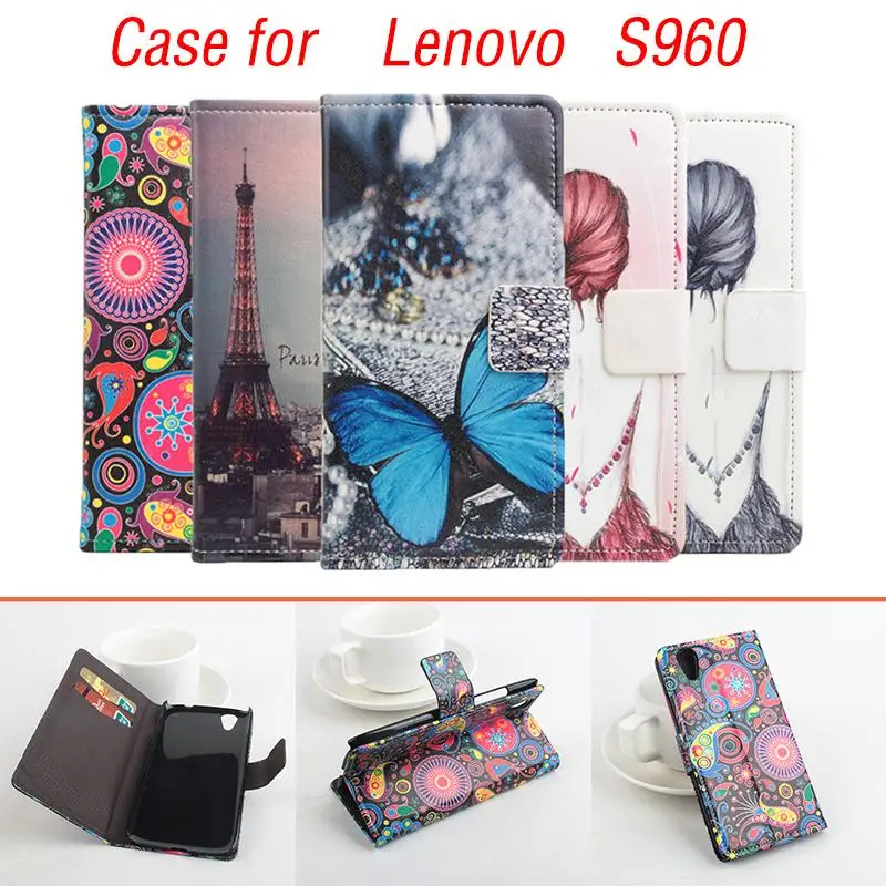 

HongBaiwei Printed Butterfly Flower Cases For Lenovo S960 Phone Case Cover with Stand Function and Bank Card Holder