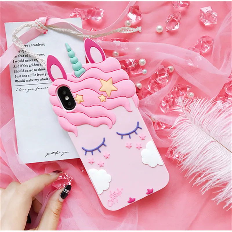 3D Fashion Cartoon Pink Unicorn Soft Silicone Case For Samsung Galaxy S6 S7 Edge S8 PIus J3 J5 J7 2016 2017 Pro Grand Prime silicone cover with s pen