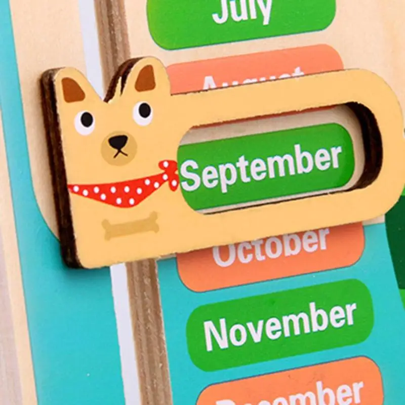 Деревянный мультфильм лягушка календарь набор часов для детей; из дерева календарь время познавательный, на поиск соответствия игрушки Дети раннего обучения Образование игрушки