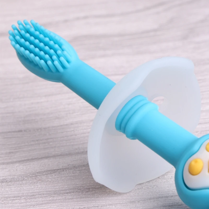 Мультяшная детская зубная щетка, силиконовая тренировочная зубная щетка для малышей, детская зубная щетка для ухода за полостью рта, мягкий инструмент
