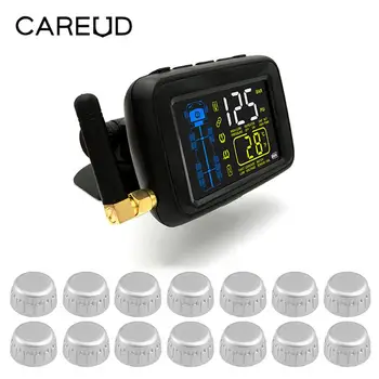 

Cars Trucks TPMS System Car Wireless Tire Pressure Monitoring 14 Wheel External Sensor LCD Replaceable Battery Real-time Monitor