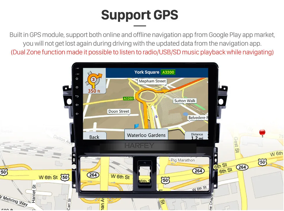 Excellent Harfey 10.1" Android 6.0/8.1 2Din GPS Car Radio For 2013 2014 Toyota Vios Multimedia Player Head Unit Support Backup Camera 3
