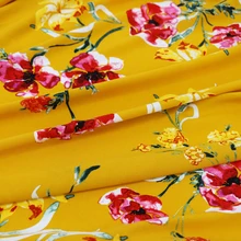 50 см* 145 см винтажный цветочный хлопок Материал Креп вискоза ткань мягкая юбка постельное белье ткань Золотой Желтый