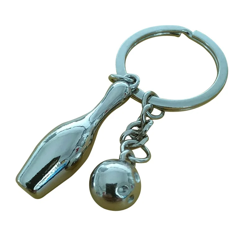 

Silver Dark Gray Keychain Pin Bowling Ball Pendant