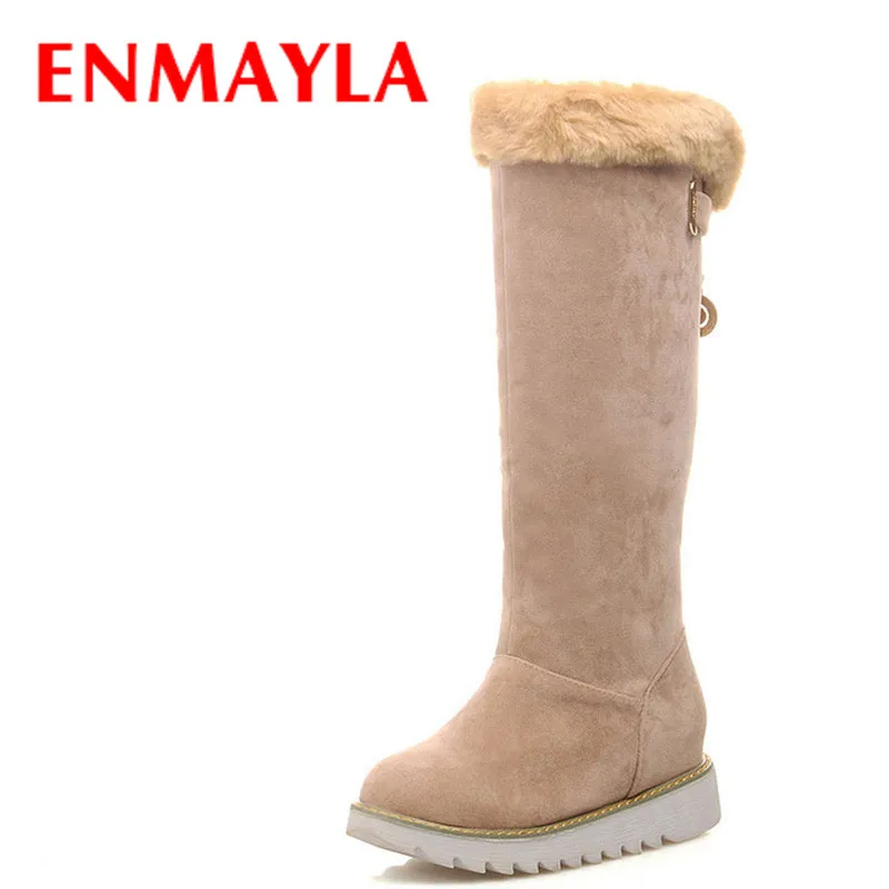 

new fashion Flock warm snow boots fashion platform Mid-Calf snow boots winter shoes woman Black Brown Apricot new
