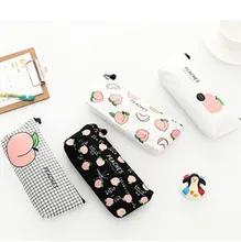 Продажа Милый холст персик пенал Kawaii Обувь для девочек сумки карандаш простой, Прочный Пенал школьный канцелярские принадлежности Высокое качество