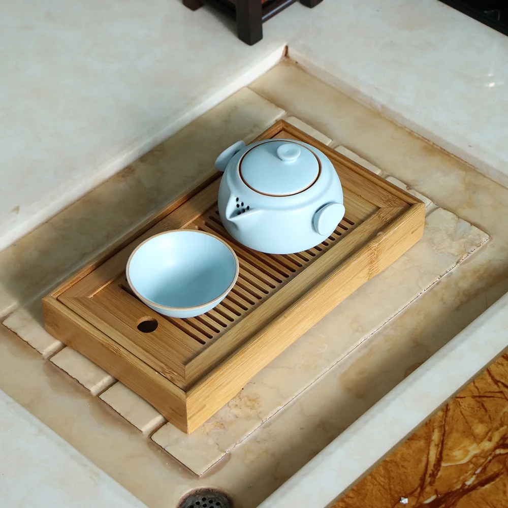 ABEDOE со вкусом бамбуковый китайский/японский Gongfu Чайный Столик поднос коробка резервуар и дренаж Тип для чайного дома домашнего офиса