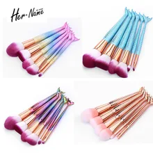 Her name Fashion Mermaid makeup brush 4 color 6 pices Set brush Foundation Concealer Eyeshadow blush base brush