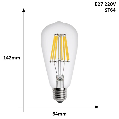 4 шт. светодиодный ламп накаливания E27 Ретро Эдисон лампы 220V E14 Винтаж Свеча светильник Светодиодный лампочки глобуса люстра светильник ing COB энергосберегающие лампы - Испускаемый цвет: ST64 Bulb