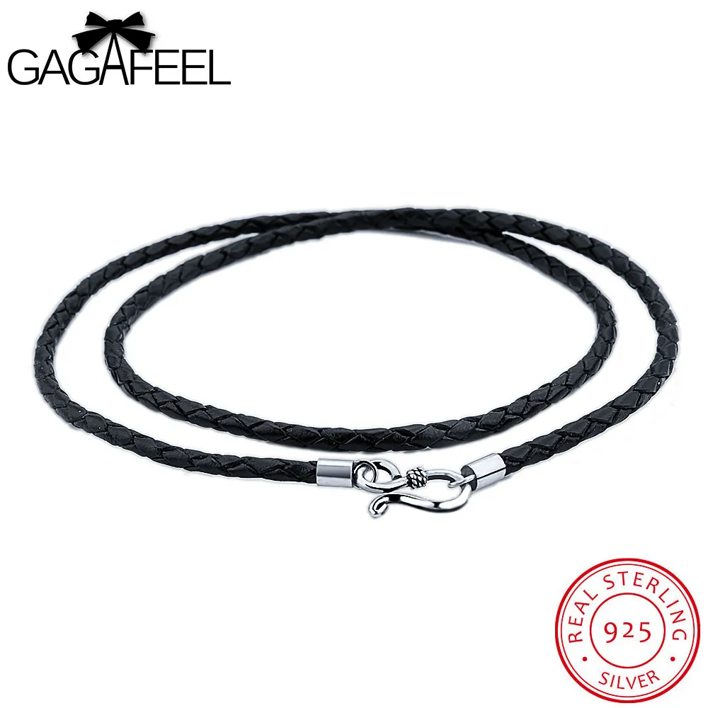 Ожерелье из натуральной кожи GAGAFEEL украшение коровьей аксессуары 100% серебра 925