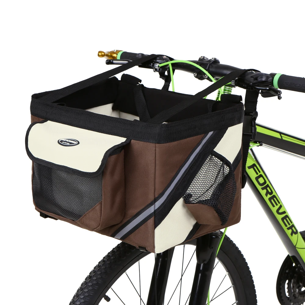 Discount Bike Bag 600D oxford fabric Bicycle Handlebar Basket MTB Bike Front Bag Box Pet Dog Cat Carrier Case 7