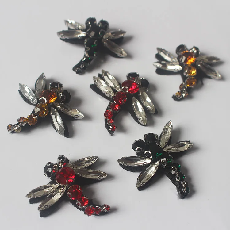 

dragonfly 6pcs/set beaded sequined applique patch sew on patch embroidered patches for clothing parches para la ropa
