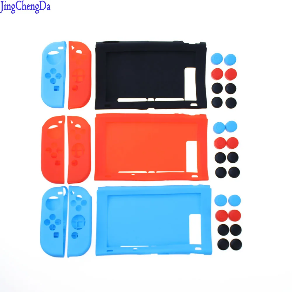 Силиконовый защитный чехол JingChengDa + набор крышек для консоли переключателя Nintendo