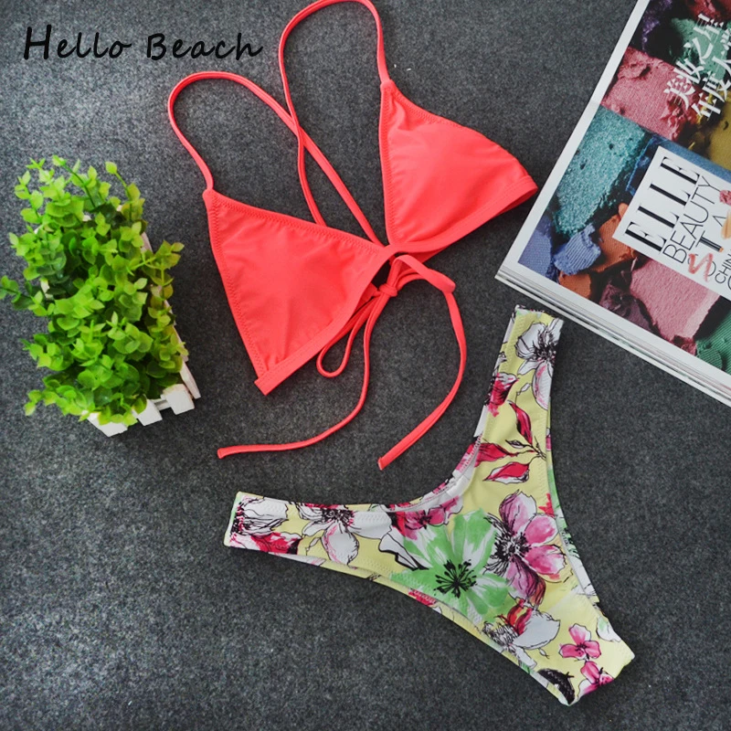 

HELLO BEACH Sexy Bikini 2018 Swimwear Women Brazilian Bikini Push Up Swimsuit Bandage Biquini Set High Cut Bathing Suit with Pad