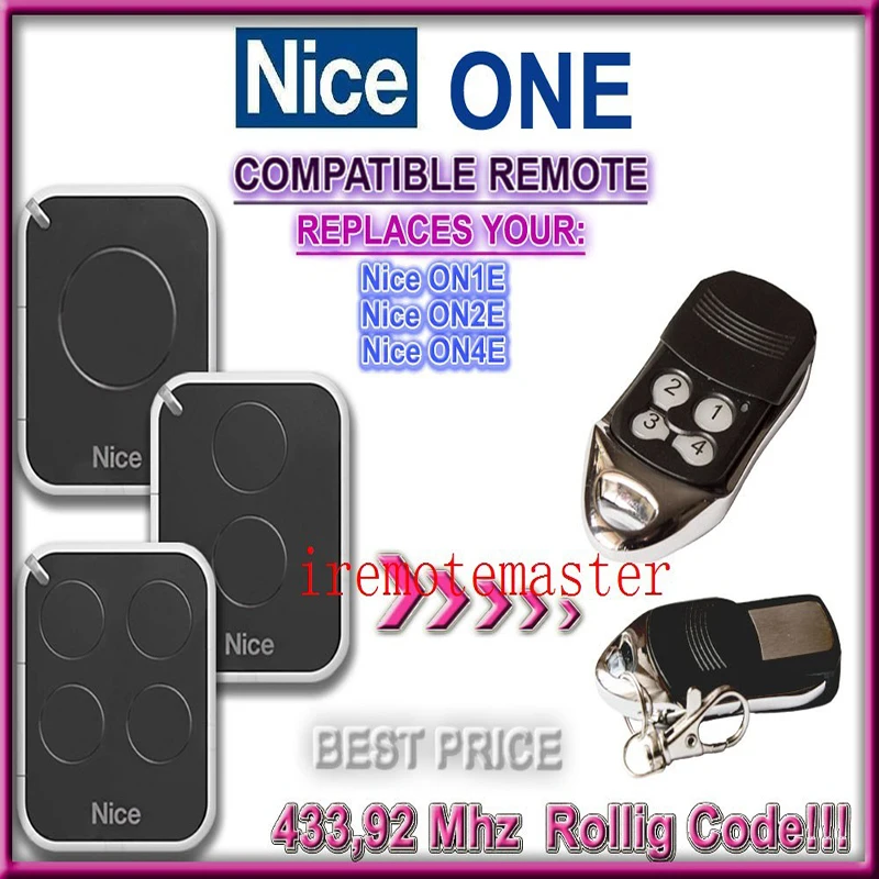 

Nice ON1E,ON2E,ON4E replacement remote 433,92MHZ Rolling code