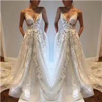 Cinderella Off The Shoulder A-Line Sweep Train Lace Up Back Lace Applique Crystal Beaded Satin Wedding Dresses vestido de noiva