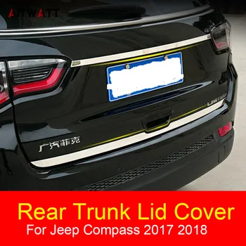 

For Jeep Compass 2017 2018 Stainless Steel Rear Trunk Lid Cover Decoration Tail Gate Garnish Strip Trim 2Pcs AITWATT