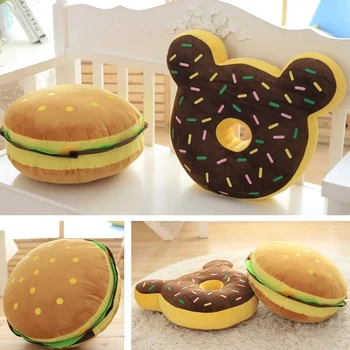 

Candice guo! cute plush toy Hamburg Donuts Cookie cushion sofa pillow home decoration lover creative birthday Christmas gift 1pc