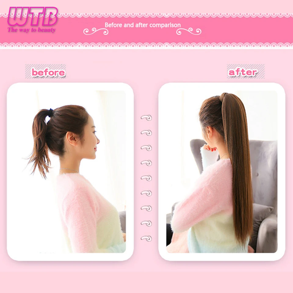 WTB wrap синтетические конский хвост наращивание волос Длинные прямые женские клип в наращивание волос конский хвост накладные волосы 24