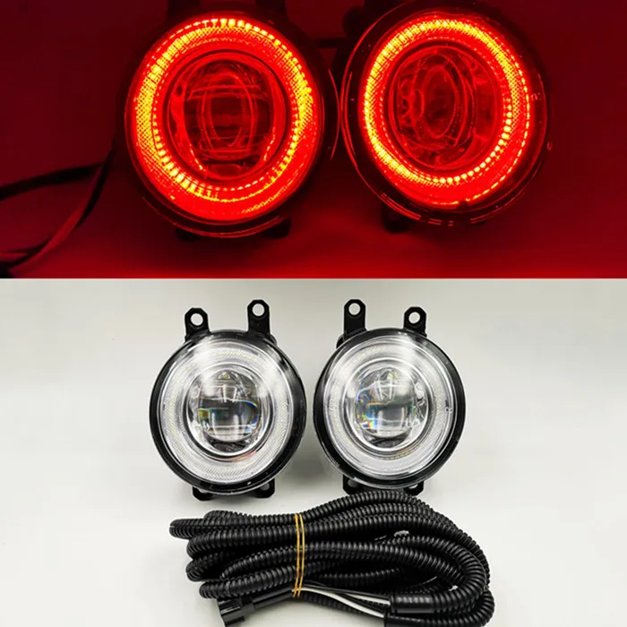 2 шт. светодиодный стекло для противотуманных фар лампа 3 цвета ангельские глазки DRL дневные ходовые огни с поворотом для Suzuki Baleno - Цвет: Red Angel Eyes